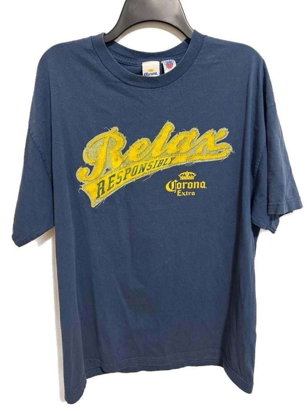 Vintage Corona Extra Relax Responsibly Blue Graphic T-Shirt